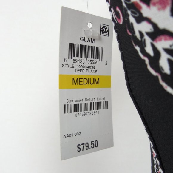 INC Cocktail Dress 8/M NWT $79 Black/Red/Pink Print Stretch Lined Long Sleeves - Picture 9 of 12